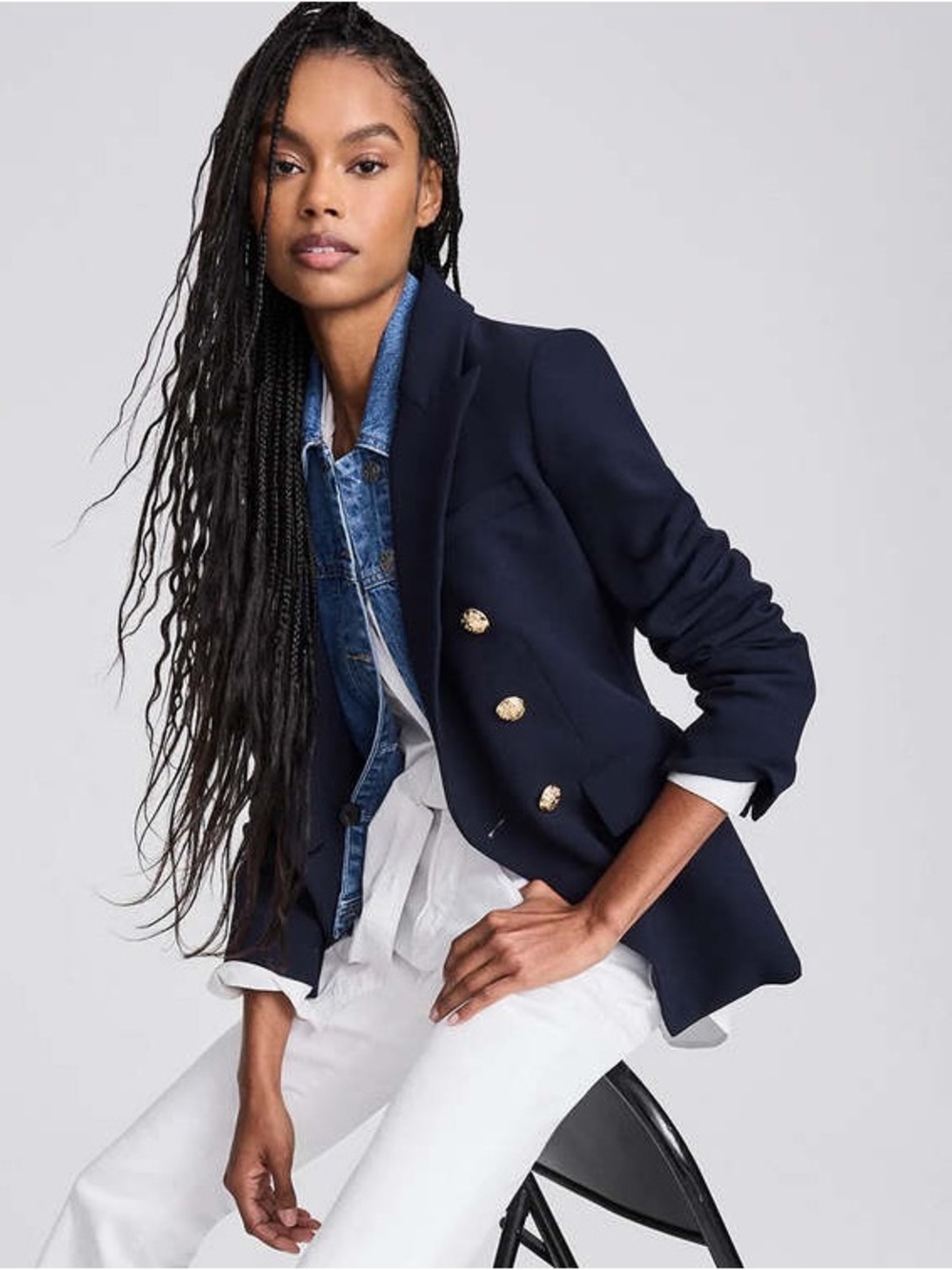 Veronica Beard Miller Dickey Jacket Blazer Navy Blue with Gold Buttons Size 00 - Picture 4 of 14